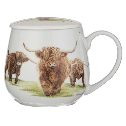 3pc Ashdene New Bone China 430ml Highland Herd Mug Infuser