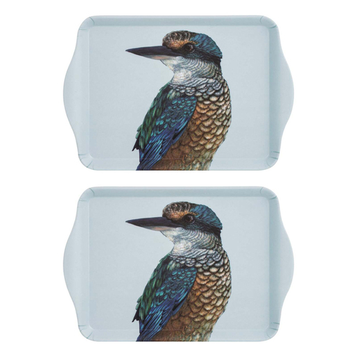 2PK Ashdene Matte Melamine Modern Birds Kingfisher 21cm Scatter Tray