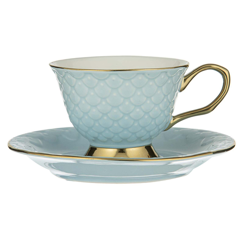 Ashdene New Bone China 210ml Ripple Cup & Saucer Set - Powder Blue