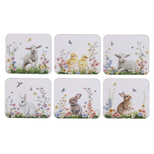 6PK Ashdene Hardboard/Cork 11cm Sweet Meadows Cup/Mug Coaster