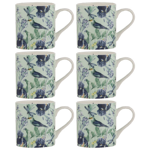 6PK Ashdene Iris Garden Fine Bone China Coffee/Tea Mug - Mint