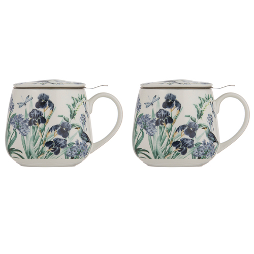 2x 3pc Ashdene Iris Garden Fine Bone China Tea Infuser