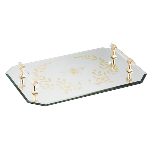 Ashdene Elegant Bee Mirrored Display Platter Storage Tray