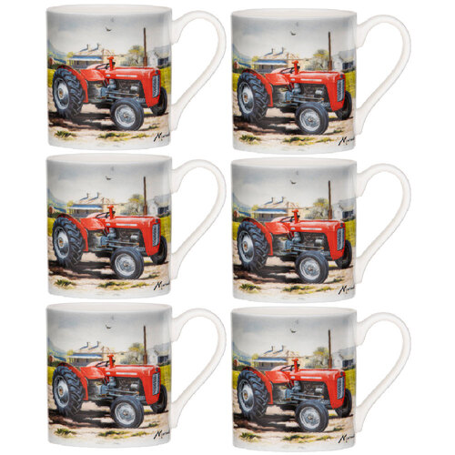 6PK Ashdene Tractors Then/Now Massey Ferguson Fine Bone China Mug