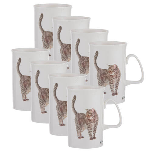 8PK Ashdene Purrrfect Moments Tabby Can 350ml Mug New Bone China - White