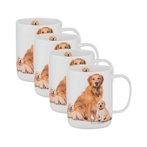 4PK Ashdene Puppy Love Golden Retriever Drinking Coffee/Tea Mug 11.5x8cm 