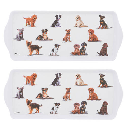 2PK Ashdene Puppy Love Puppies Sandwich Tray 38x16.5cm - White