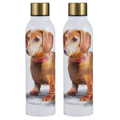 2PK Ashdene Puppy Love Dachshund Water Drink Bottle 24.5cm