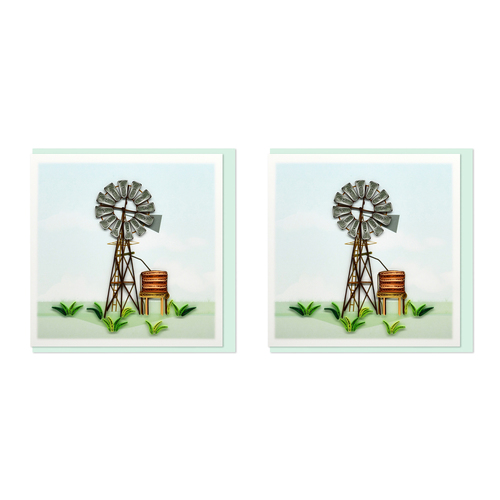 2PK Boyle Handmade Paper 15x15cm Quilled Greeting Card Australian Windmill