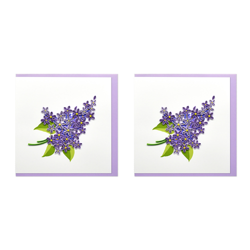 2PK Boyle Handmade Paper 15x15cm Quilled Greeting Card African Violet Flowers