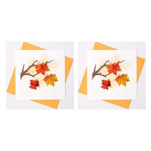 2PK Boyle Handmade Paper 15x15cm Quilled Greeting Card Falling Leaves 