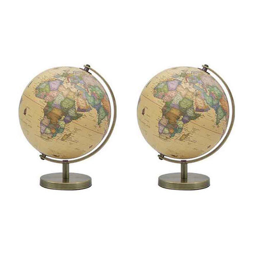 2PK Gibson Gifts Antique World Globe Home Display Decor 20x15cm