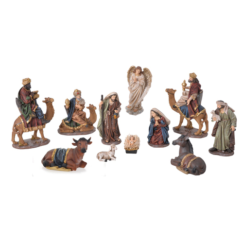 11pc Gibson Gifts Large Nativity Set Home Decor - Gold