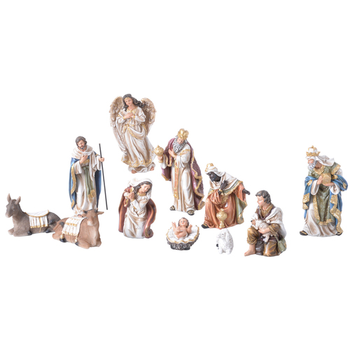 11pc Gibson Gifts Classic Golden Nativity Set Home Decor