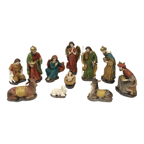 11pc Gibson Gifts Vintage Nativity Set Home Ornament Decor