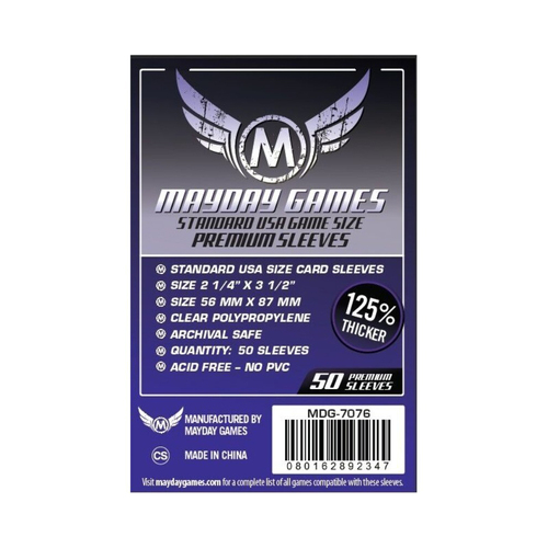 50pc Mayday 56x87mm Premium USA Board Game Sleeves Purple