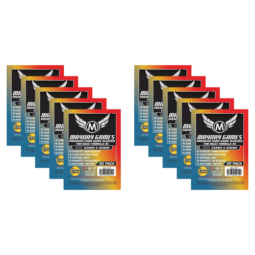 10PK 50pc Mayday 55x80mm Premium Race! Formula 90 Card Sleeves