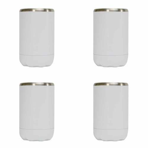 4PK Annabel Trends 12cm Stainless Steel Can Cooler - White