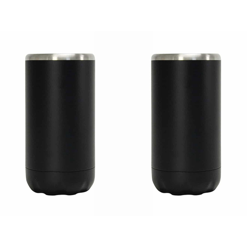 2PK Annabel Trends 14.5cm Stainless Steel Can Cooler Skinny - Black