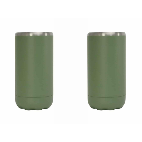 2PK Annabel Trends 14.5cm Stainless Steel Can Cooler Skinny - Khaki