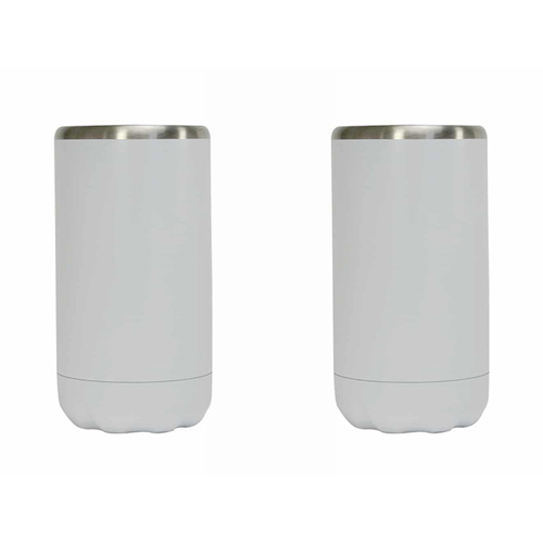 2PK Annabel Trends 14.5cm Stainless Steel Can Cooler Skinny - White