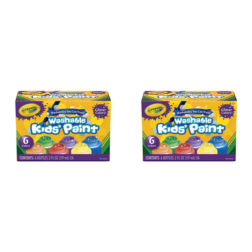 12pc Crayola Non-Toxic 59ml Washable Colours Paint For Kids 3+ - Glitter