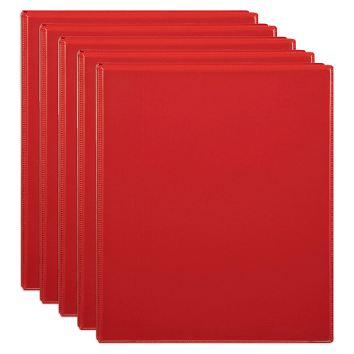 5PK Marbig Clearview 4 D-Ring Insert Binder A4 File Organiser 25mm - Red