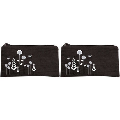 2PK Wicked Sista Embroidered Purse Tall Poppy 20x10cm - Black