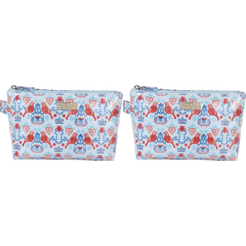 2PK Wicked Sista Love Birds Medium Luxe 24x8cm Womens Cosmetic Bag