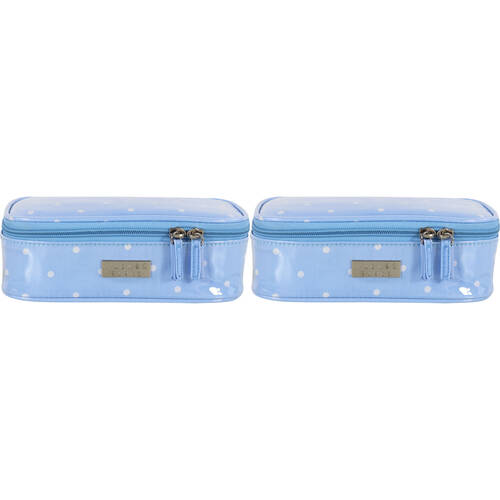 2PK Wicked Sista Polka Brush Cosmetic Bag 21x7cm - Pale Blue