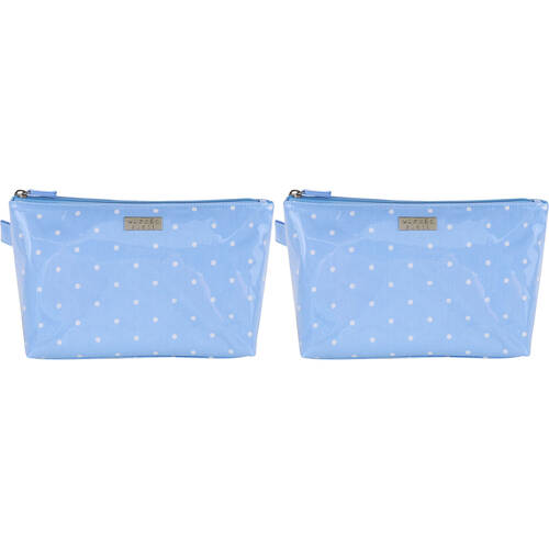 2PK Wicked Sista Polka Large Luxe Cosmetic Bag 30x17cm - Pale Blue