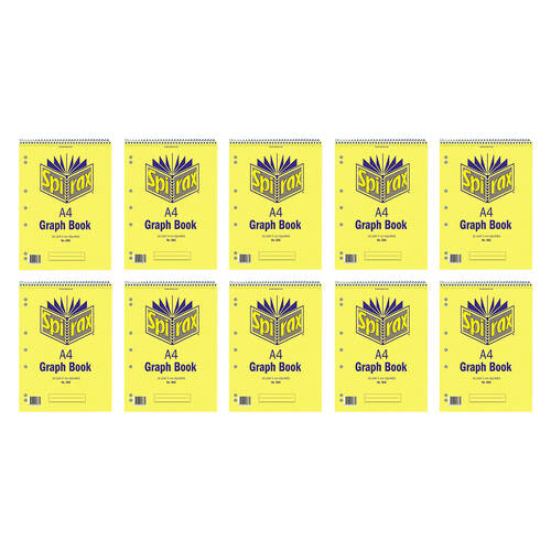 10PK Spirax 585 Graph Book A4 30 Pages 5mm Square Yellow