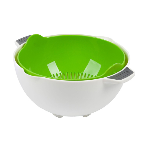 2pc ProgressivePrep Solutions 2.8L Rinse & Drain Colander - White/Green