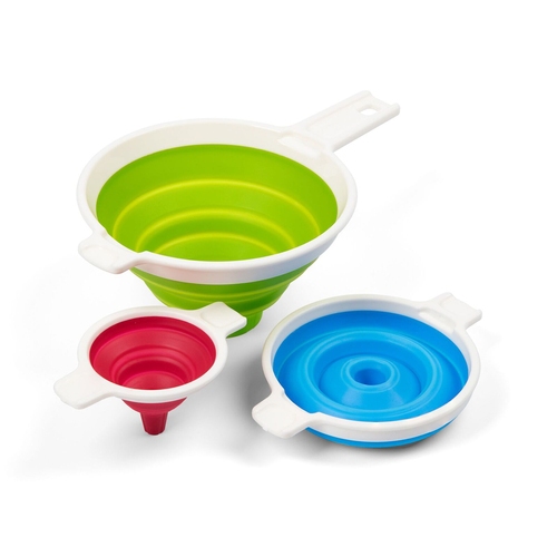 3pc Progressive Collapsible Silicone Funnel Kitchen Utensil Set