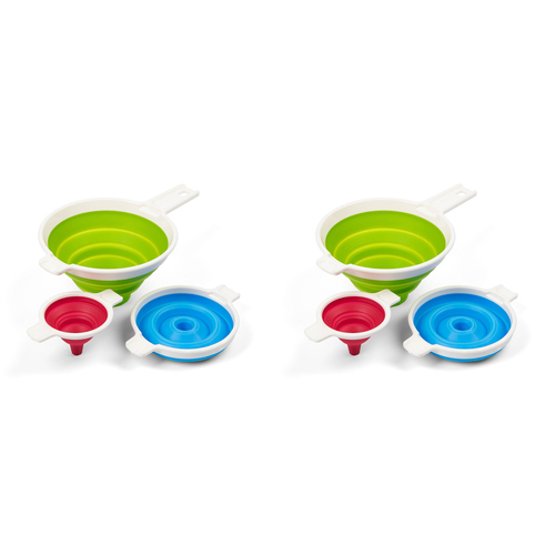 2x 3pc Progressive Collapsible Silicone Funnel Kitchen Utensil Set