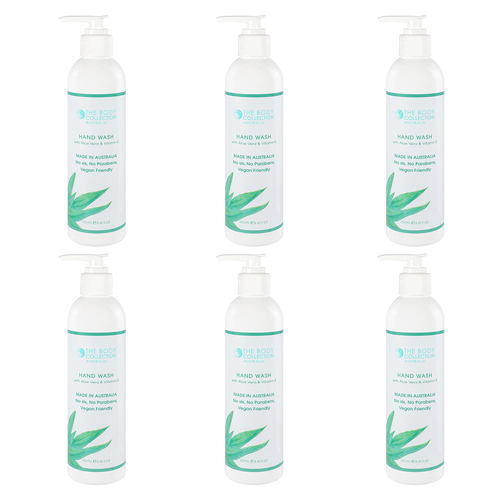 6PK The Body Collection Hand Wash 250ml Bottle w/ Aloe Vera & Vitamin E