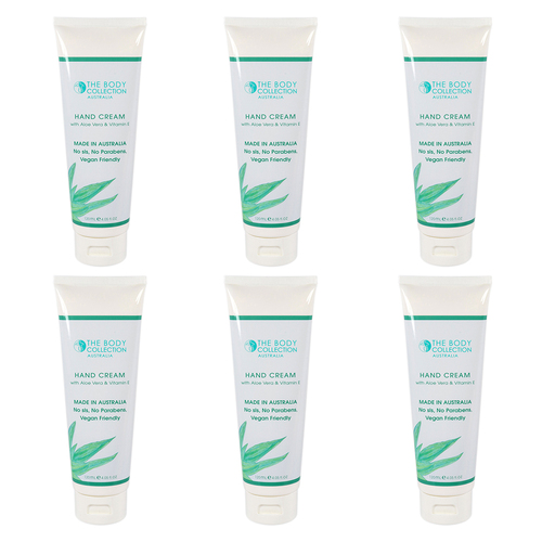 6PK The Body Collection Hand Cream 120ml Tube w/ Aloe Vera & Vitamin E