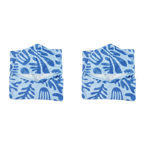 2PK Annabel Trends Beach Poncho 100x82cm Cover Up - Blue Coral