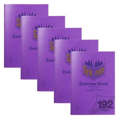 5pc Spirax P111 Exercise Book A4 8mm Ruled 192-Pages Purple