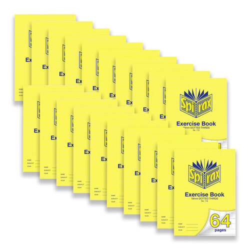 20pc Spirax 116 Exercise Book A4 64-Pages 9mm Dotted Notebook - Yellow