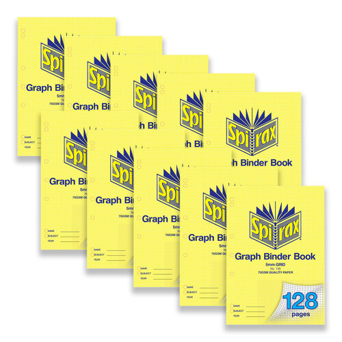 10pc Spirax 135 Graph Binder Book 5mm 128-Pages - Yellow