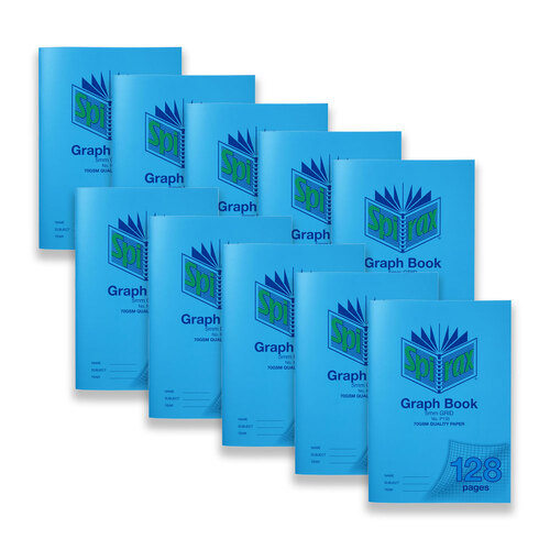 10pc Spirax P135 Graph Book A4 School Stationery 5mm Grid 128-Pages Blue