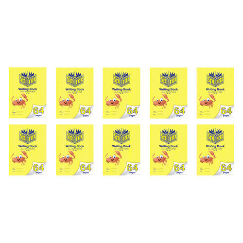 10PK Spirax 160 Writing Book 33.5x24cm 64 Pages 24mm Dotted Thirds Yellow