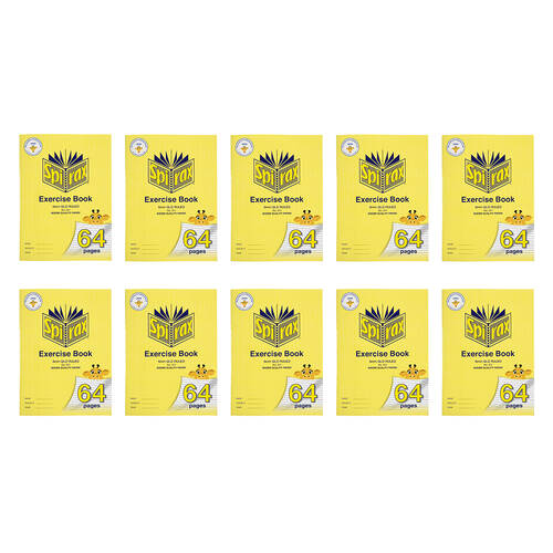 10PK Spirax 311 Super Size Exercise Book 6mm QLD Ruled 64 Pages Yellow