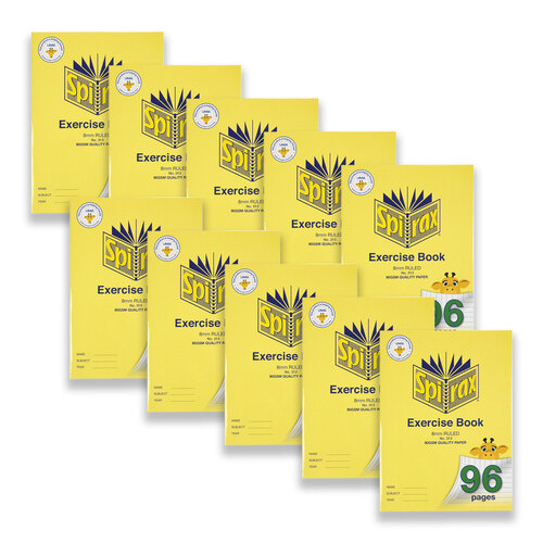 10pc Spirax 313 Super Size Exercise Book 8mm Ruled 96-Pages Yellow