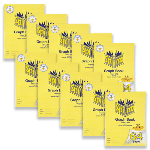 10pc Spirax 314 Super Size Exercise Book 10mm QLD Ruled 64-Pages Yellow