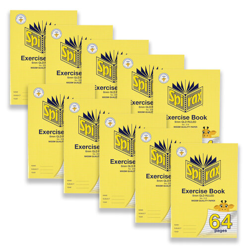 10pc Spirax 318 Exercise Book A4 Stationery 6mm Ruled 64-Pages Yellow