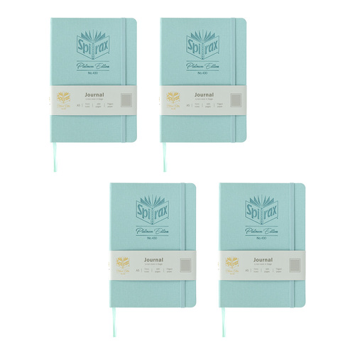 4PK Spirax Platinum Inspo A5 Linen-Look Journal 160 Page Green