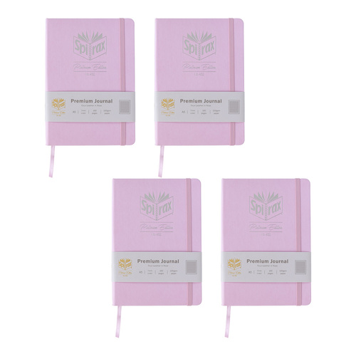 4PK Spirax Platinum Inspo A5 Linen-Look Journal 160 Page Pink