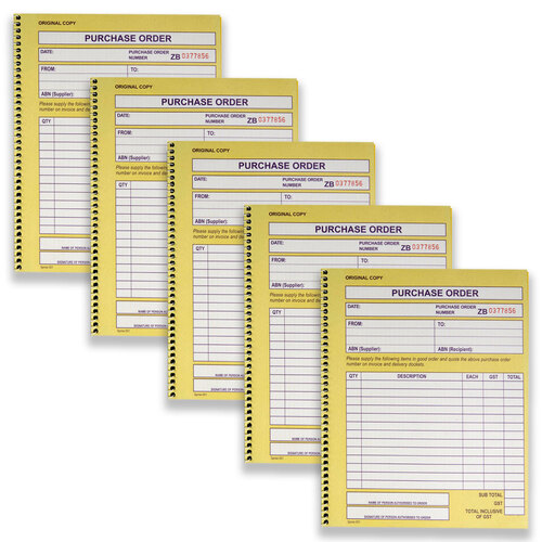 5pc Spirax 501 Spiral Purchase Order Book Quarto Carbonless 50-Pages